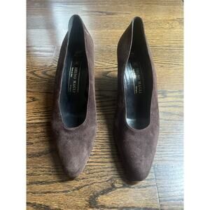 Bruno Magli Made in Italy women’s wedges suede shoes Sz. 40.5 (US 10) dark brown